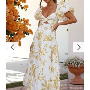 Elegant White and Yellow Floral Dress